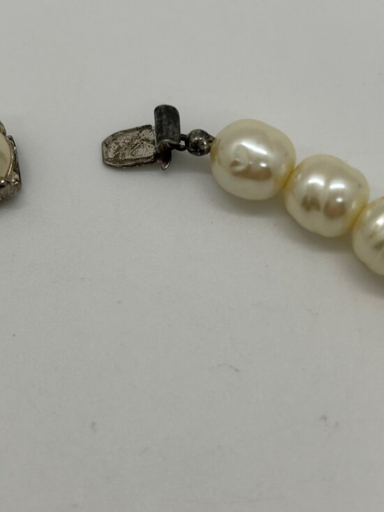 Vintage Faux Baroque Pearl Choker Necklace 15" With Box Clasp Elegant - Picture 14 of 16